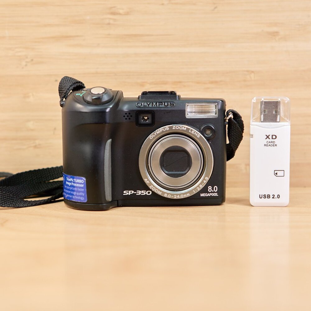 Olympus SP-350 Digital Camera 8.0MP 3x Optical Zoom Black Tested Works